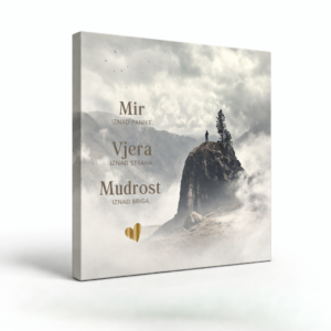 Angellum citat na platnu – Mir iznad panike. Vjera iznad straha. Mudrost iznad briga. #0487