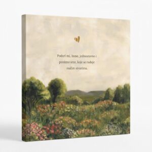 Angellum citat na platnu - “Podari mi, Isuse, jednostavno i ponizno srce, koje se raduje malim stvarima" #0496